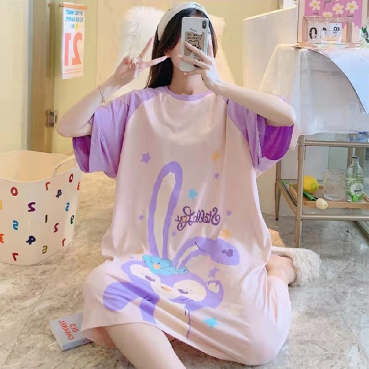 Daster Jumbo / Baju Tidur Import Wanita Motif Kartun Imut Freesize Muat Sampai XXXL - KR1009