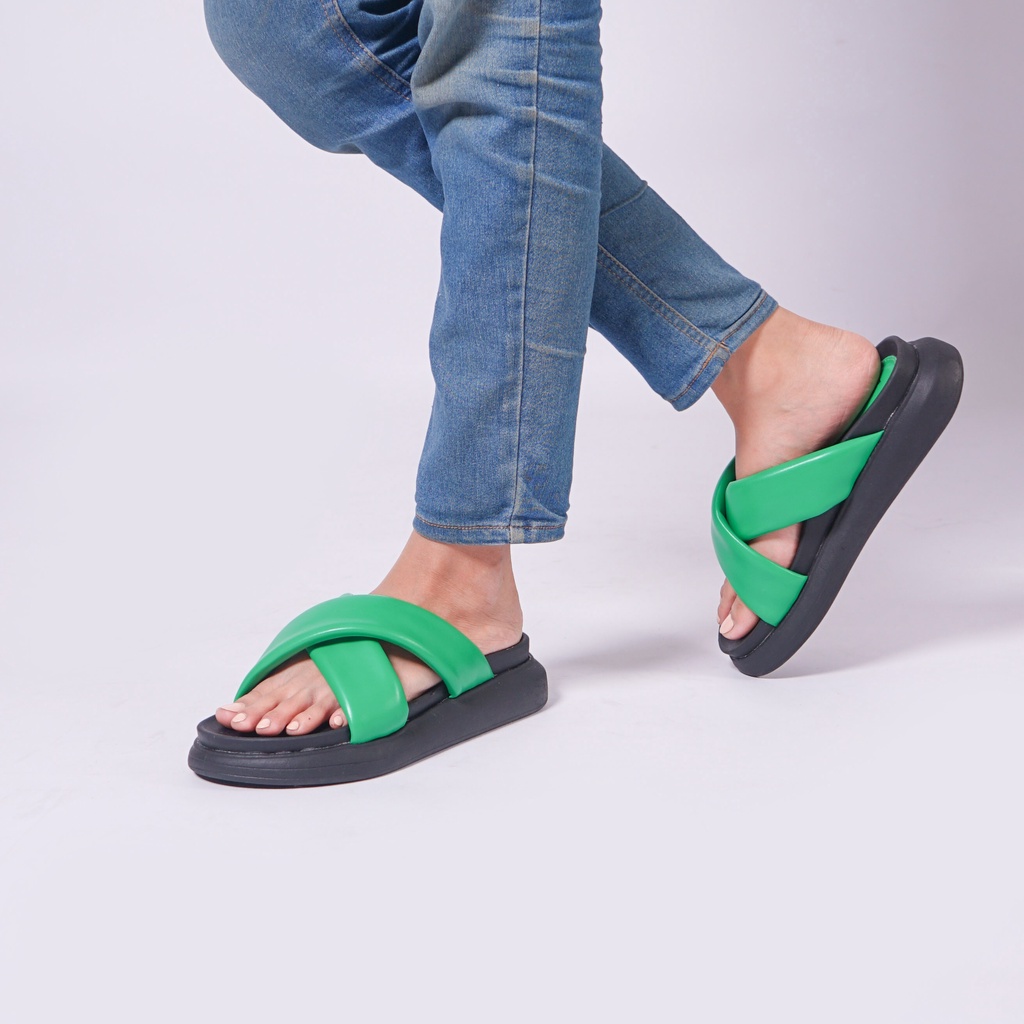 DUNKENSTOCK TIPE CHA CHA  Sandal wedges wanita casual sendal cewek ban dua silang kulit kekinian