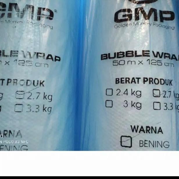 

BUBBLE WRAP GMP 2.7KG UKURAN 50M X 125CM (Persis 3KG) - Putih