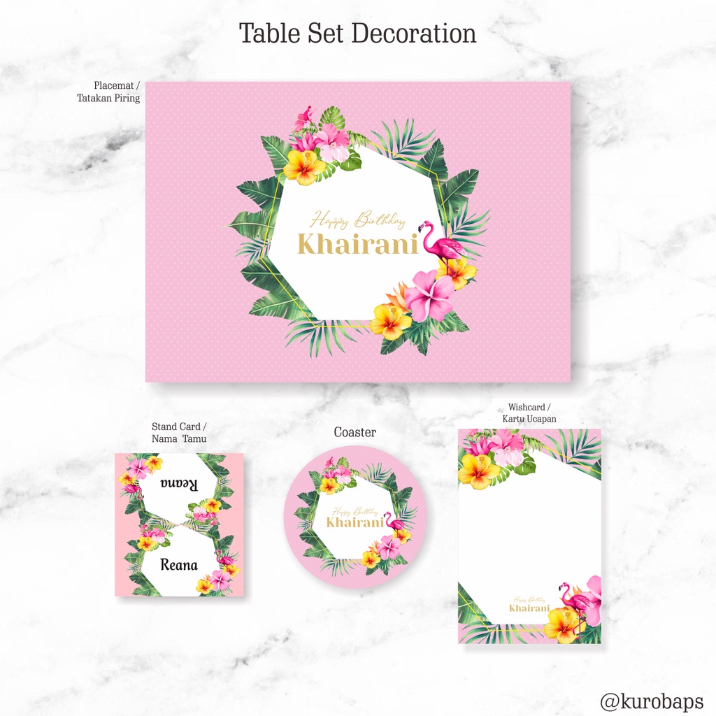 Table decoration tropical flamingo birthday bridal shower baby shower custom