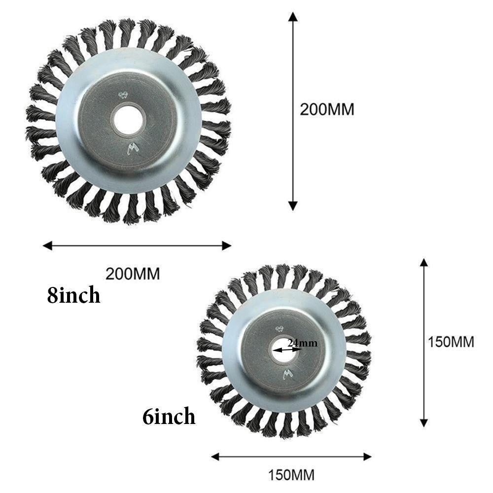 Solighter 6per8inci Kepala Mesin Potong Rumput Grass Steel Wire Wheel Perlengkapan Berkebun Sikat Gulma