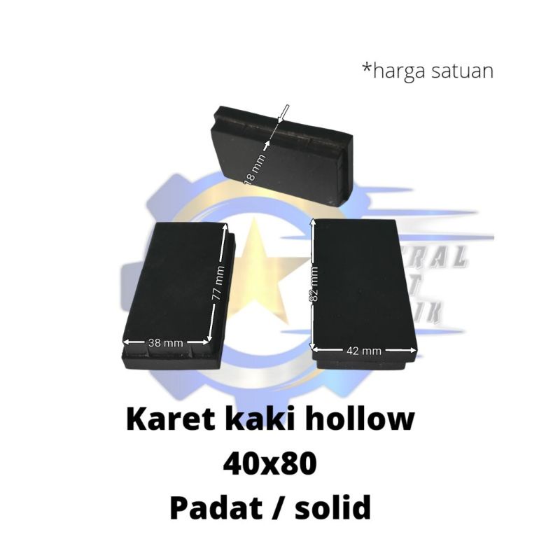 Karet Kaki Hollow 4x8 Padat/Karet Tapak Kaki/Karet Alas Kaki Meja/Kursi