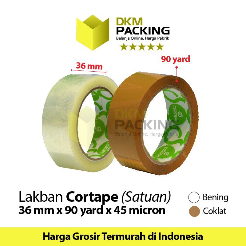 

Lakban 36mm x 90yard Plakban Isolasi CORTAPE PREMIUM TERMURAH /SELOPmerk : CortapeLebar : 36mmPanjang : 90yardMemiliki daya rekat yang kuat dan tidak mudah putus. Dapat digunakan di segala permukaan bisa COD instan Pekanbaru Panam Rimba Panjang Indonesia