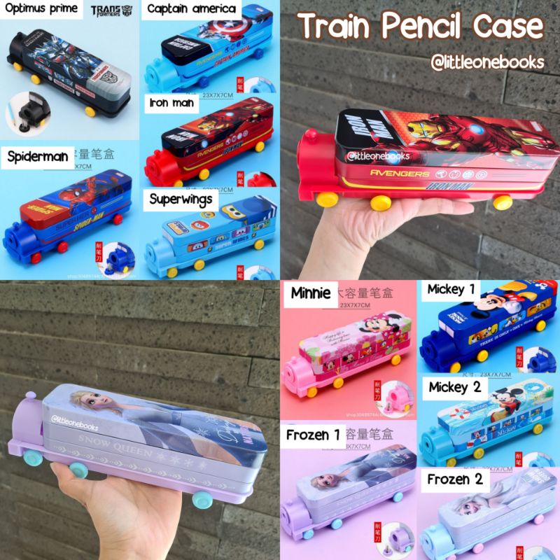

Train Pencil Case / pencil box / tempat pensil kereta iron man superwings frozen spiderman mickey minnie mouse optimus prime transformer