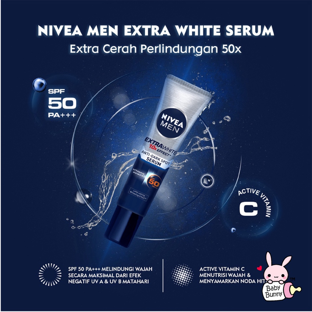 ❤ BELIA ❤ NIVEA MEN Extra White Anti-Dark Spot Serum Spf50 15ml |  Dark Spot Minimizer Facial Foam - 100 ml | BPOM