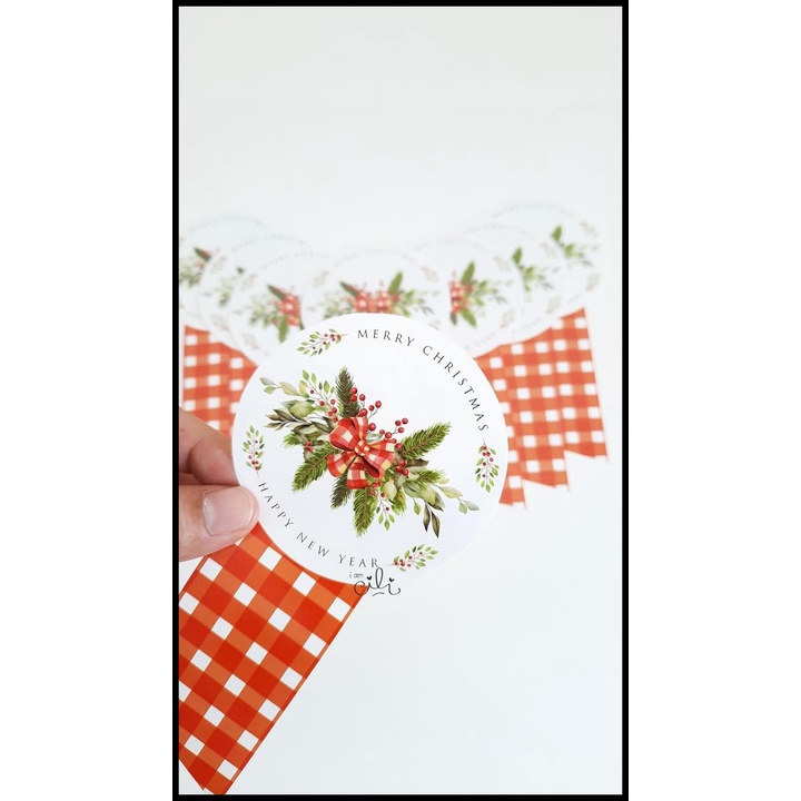 

(Sc021) Stiker Natal Christmas Wreath Untuk Toples 250Gr (Uk 7X14Cm)