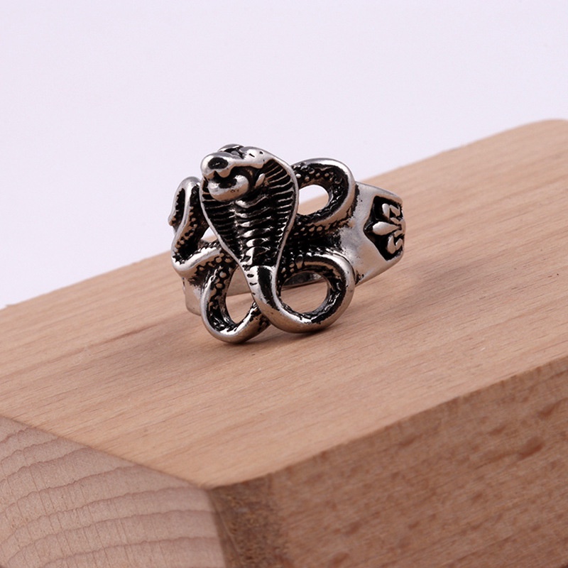 Cincin Desain Hewan Ular Zodiak Gaya Vintage Eropa Amerika retro Untuk Pria