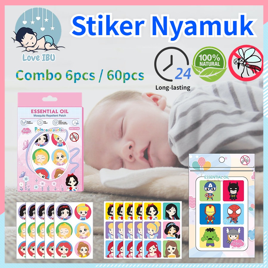 Mosquito Patch 60pcs/6pcs Combo Set Stiker Nyamuk Untuk Bayi Untuk Anak Laki-laki Dan Cewek-cewek 100% Natural  STIKER ANTI NYAMUK Mosquito Repellent Patch Mosquito Repellent Patch