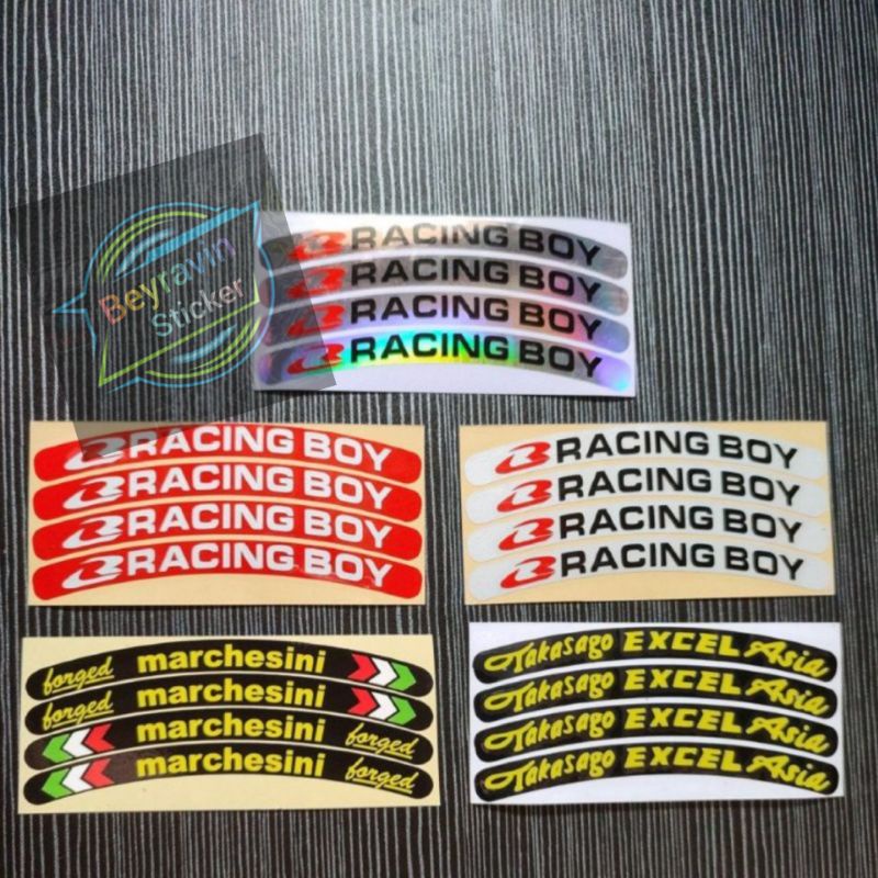 STICKER VELG STIKER RCB RACING BOY MARCHESINI TAKASAGO EXCEL ASIA CUTTING