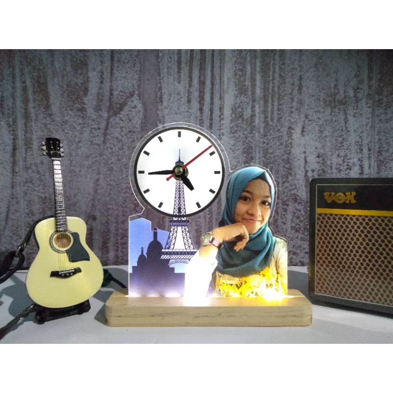 PLAKAT FOTO AKRILIK CUSTOM LED JAM LAMPU TIDUR HIASAN ESTETIK