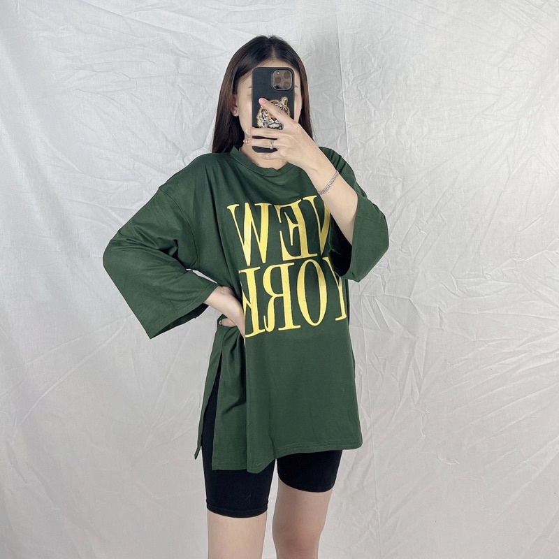 Kaos Oversize Jumbo Slit Samping N Y Lengan 7/8