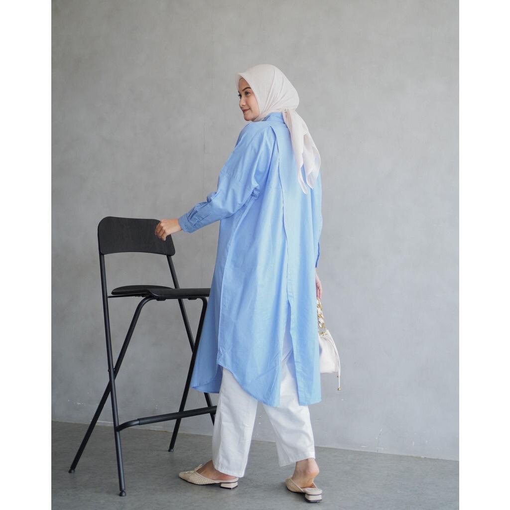 Dwyne Tunik / Kemeja Wanita Linen / Long Tunik Oversized