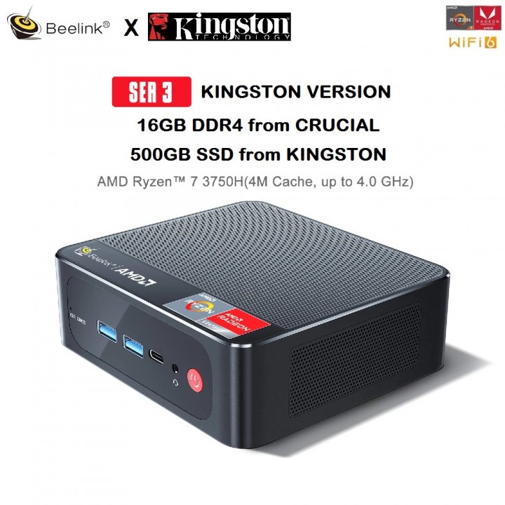 BEELINK SER3 KINGSTON VERSION - AMD RYZEN 7 3750H MINI PC DDR 4 RAM 16GB ROM 500GB