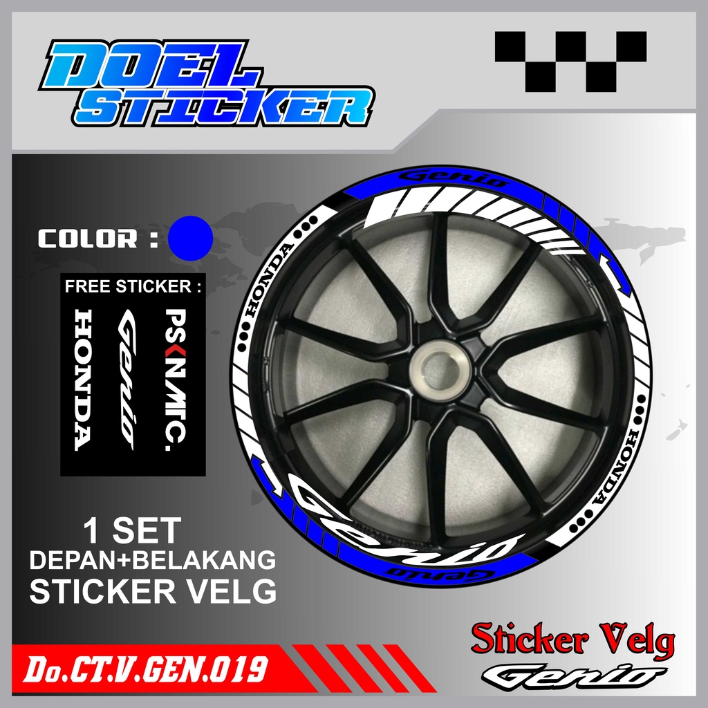Stiker Cutting Velg Genio Racing Lis List Variasi Custom Set Depan Belakang Doel 019