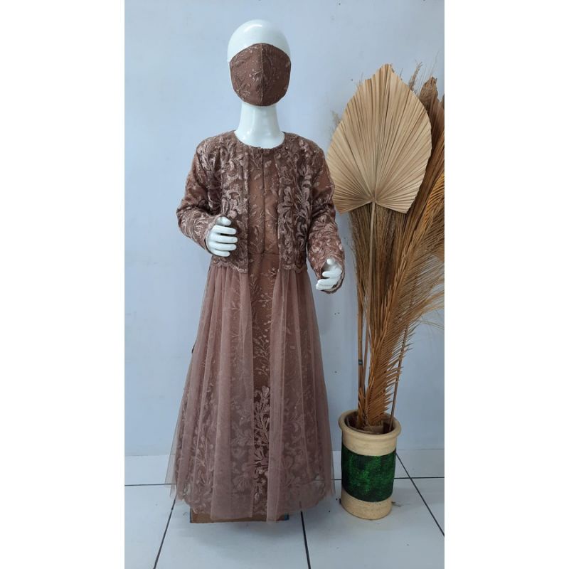 (NEW) R1TIARA - BAJU GAMIS FULL BROKAT BRUKAT DRESS ANAK ANAK PEREMPUAN WANITA MUSLIM UMUR 3 4 5 6 7