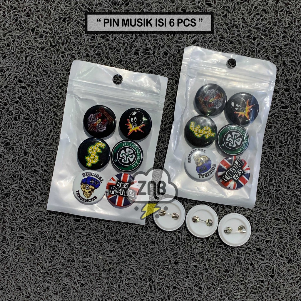 Pin / bros pin musik sex pistols grosir ( 1 pack isi 6 pcs )