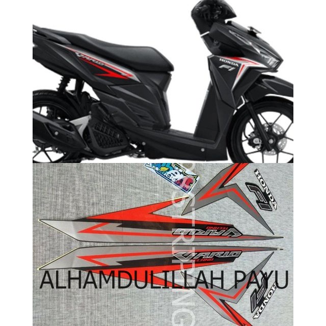 STRIPING LIS STANDAR ORI HONDA VARIO 2016 125 HITAM F1 FI TECHNO MERAH SILVER STIKER POLET