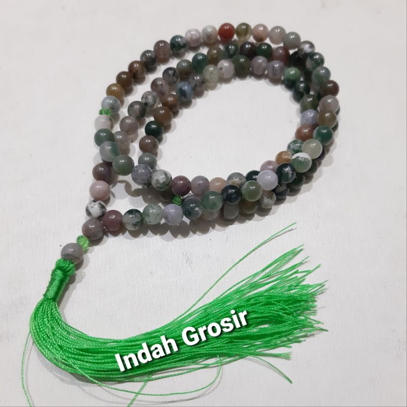 TASBIH BATU AKI HIJAU LUMUT SULIKI 6MM 99BUTIR ORIGINAL STONE