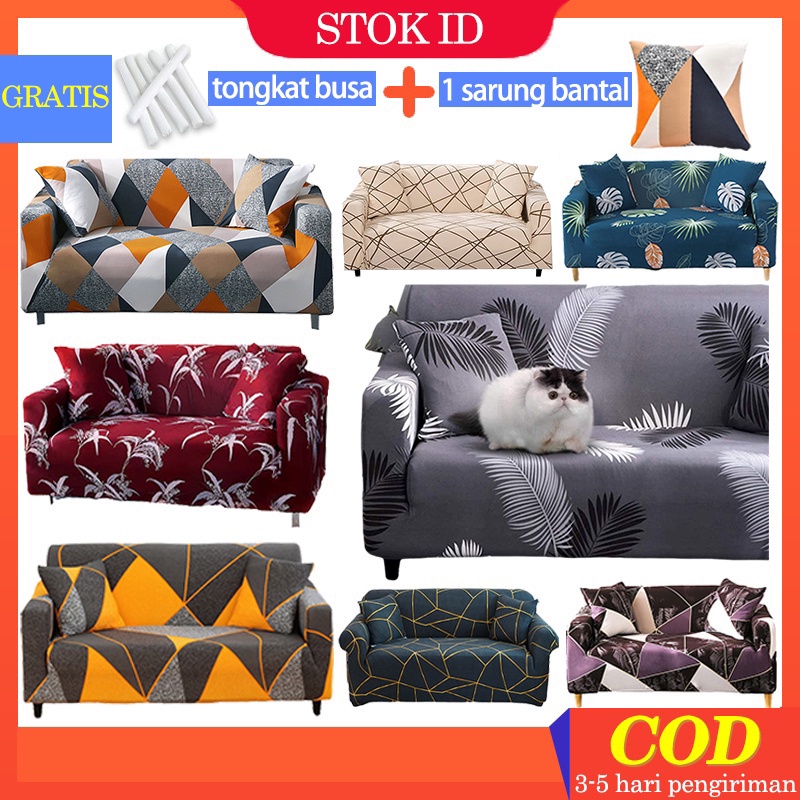 [Gratis Ongkir] Cover Sofa Sarung Sofa 1/2/3/4 Seater Sofa Cover Elastic Sarung bantal sofa Cushion Protector Cover