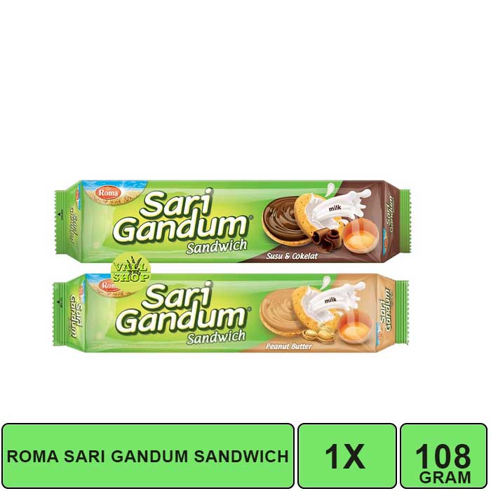 VSHOP. ROMA SARI GANDUM PEANUT BUTTER / SUSU COKLAT 108 GRAM