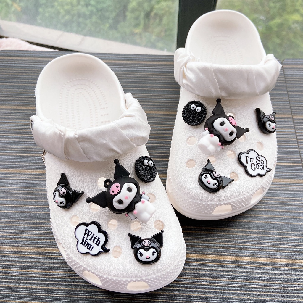 ❤️Kuromi❤️ 10pcs Liontin Sepatu Desain Kuromi Crocs Jibbitz | Jibbitz Gantungan Sepatu Bentuk Crocs