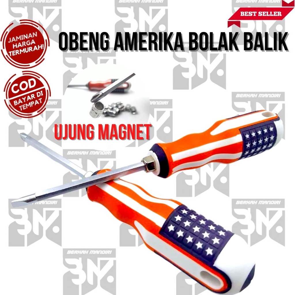 Obeng Bolak Balik Amerika Magnet Panjang 4&quot;/10cm  Plus Minus 2 Way Screwdriver