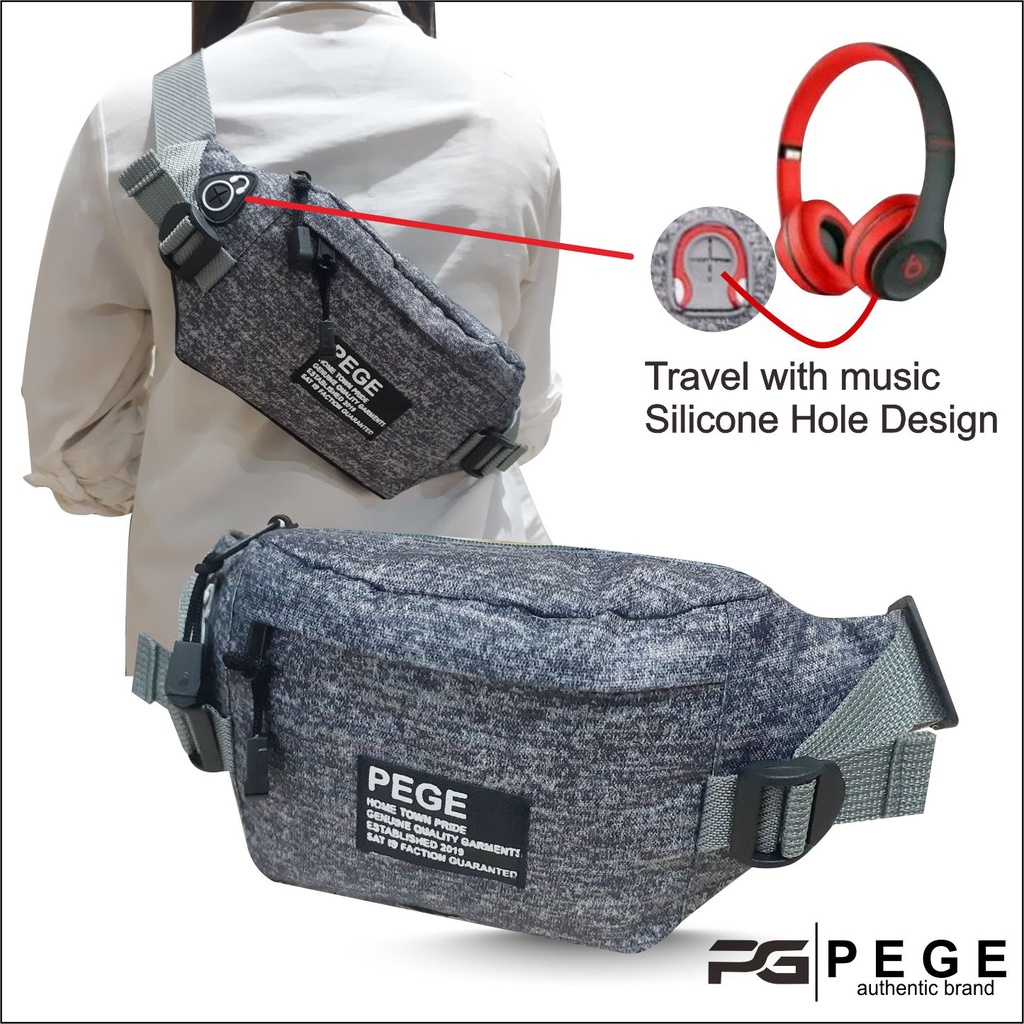 Tas Selempang Waistbag PEGE Kanvas Pria Model Simpel Kasual - PG 8930