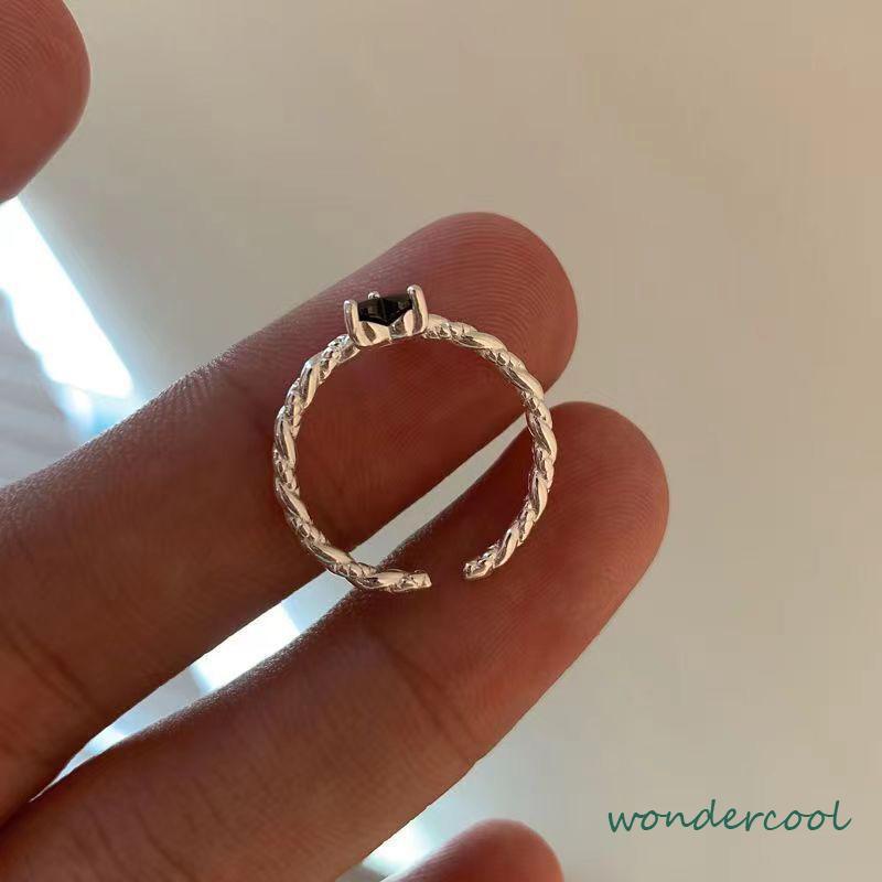 Cincin Hitam Cinta Adjustable Korea Fahion Retro Cincin Jari Untuk Wanita-Won