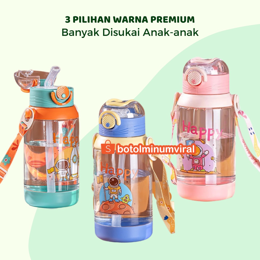 Botol Minum Viral Anak Sedotan Tali BPA Free Karakter Astronot 700ml