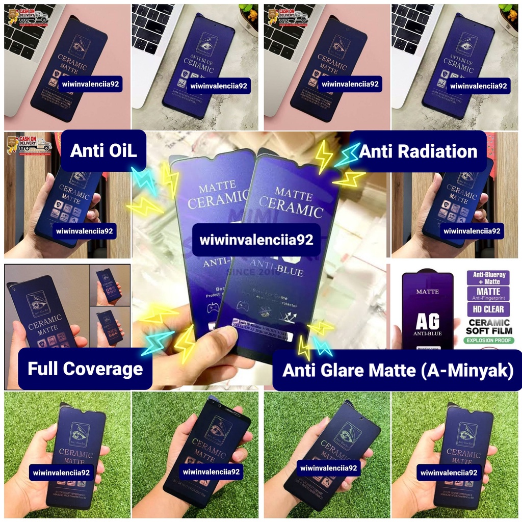 OPPO A77S A17K A17 A74 4G A74 5G A54 A7 A12 A5S A11K ANTI GORES CERAMIC BLUE LIGHT ANTI RADIASI LENTUR PLASTIK MIKA BUKAN KACA TEMPRED SCREEN GUARD MATTE ANTI MINYAK PELINDUNG LAYAR