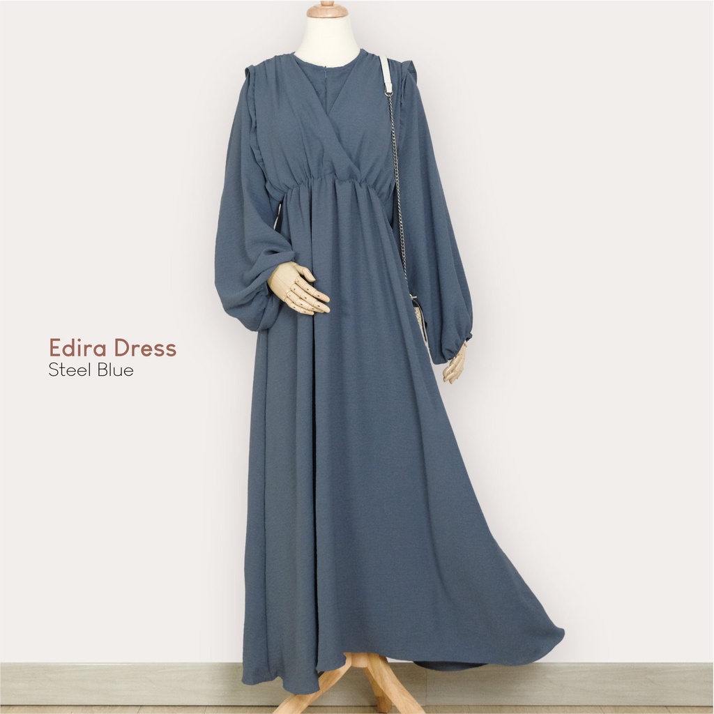 Mininos Edira Dress Gamis Crinkle Syari Remaja Muslimah Jumbo Oversize