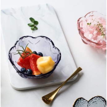 

Unik Luxury Flower Dessert Bowl Saucer/ Mangkuk Dessert Sakura Kaca Mewah - pink Murah
