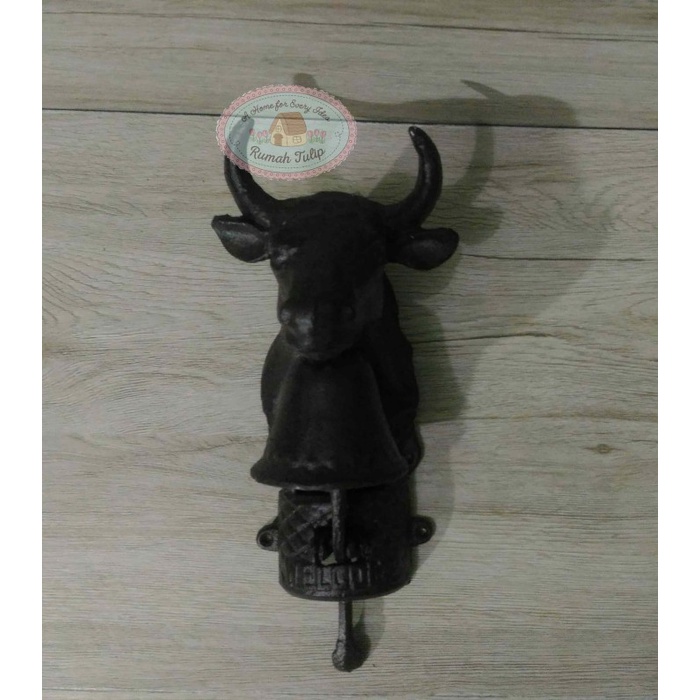 Large Buffalo Vintage Iron Door Bell, Lonceng Besi Cor, Bel Rumah
