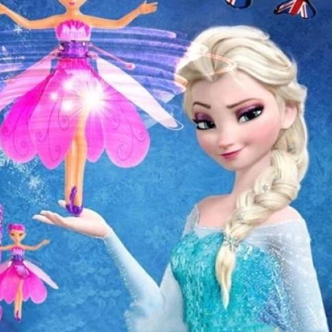 Mainan Anak Boneka Terbang Sensor Tangan Flying Doll Frozen Charging - - barbie pink