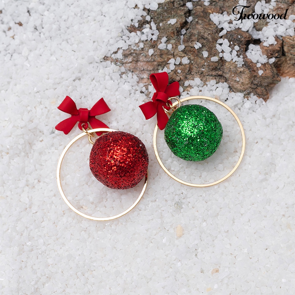 1 Pasang Anting Kait Warna-Warni Desain Snowman Tahan Lama Untuk Natal