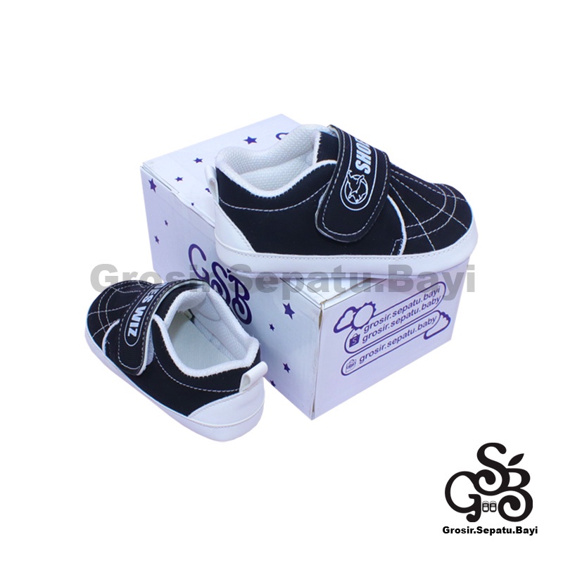 Sepatu Bayi - Baby Shoes - Prewalker  | 2-12 bulan | casual SPIDER Hitam polos ringan &amp; fleksibel