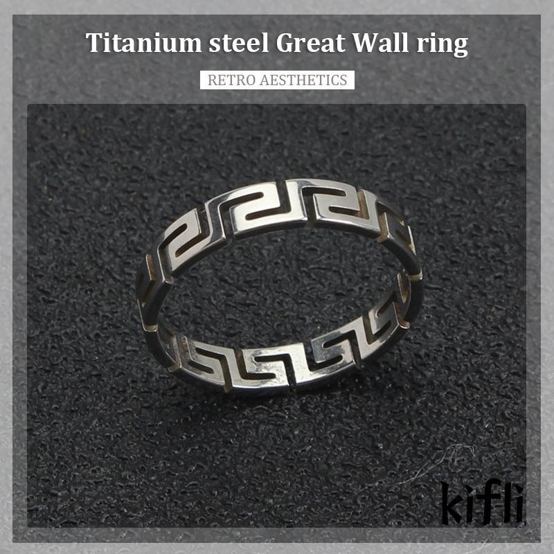 Cincin Bahan Titanium Steel Gaya Vintage