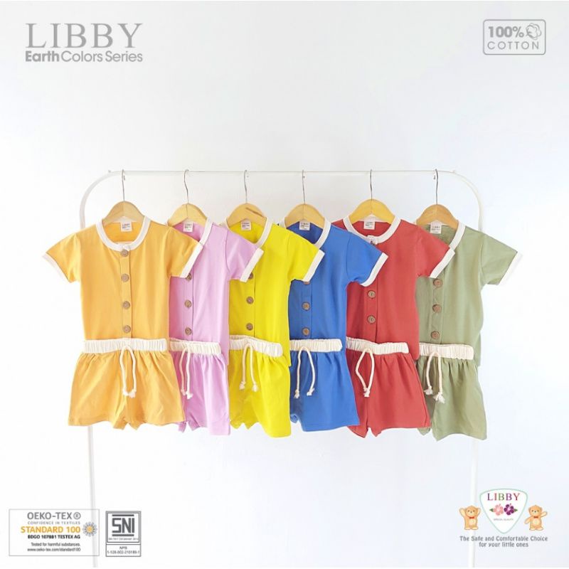 LIBBY ROCCO SET pendek Motif dan polos terbaru, setelan Libby Rocco pendek earth colors Libby baby, setelan bayi Libby pendek earth Rocco, setelan baby pendek libby