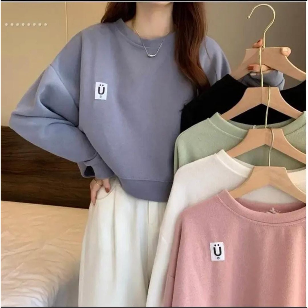 Basic U Crop Sweater Crop Oversize Wanita / sweater wanita crop terlaris