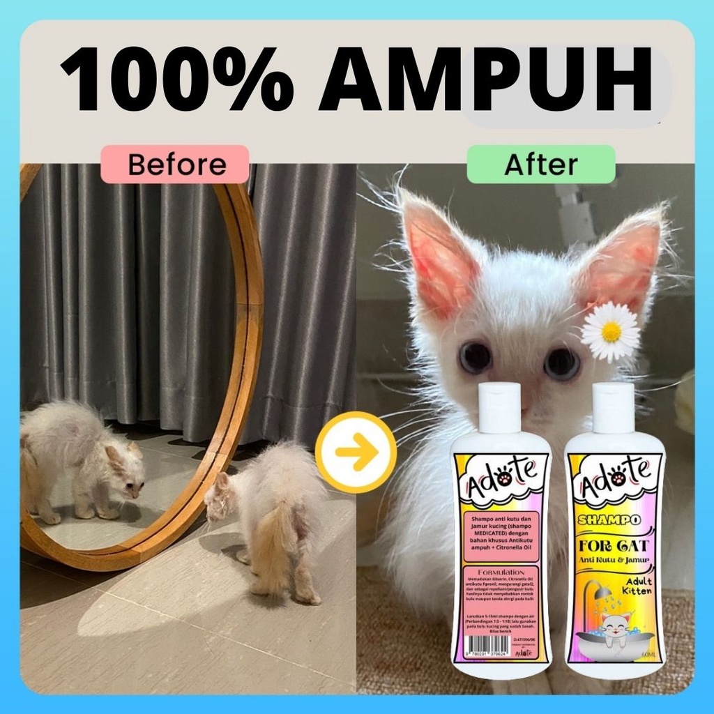 Sampo For Cat ADOTE Shampoo Kucing Anjing Kelinci ANTI KUTU &amp; JAMUR FEFARM