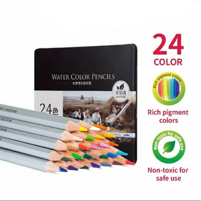 

Deli Water Color Pencils 24/36/48/72 pcs. Pensil Warna Watercolor