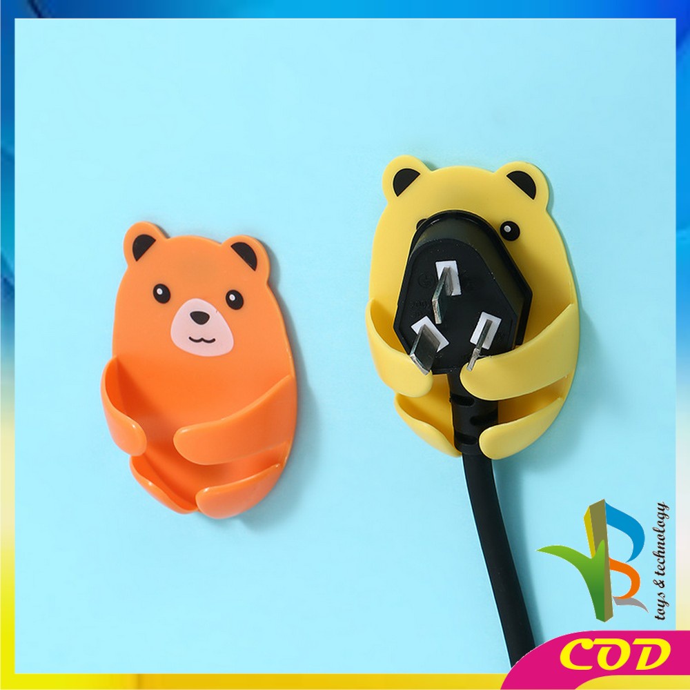 RB-C536 Gantungan Tempel Dinding Bear 4IN1 Plug Hook Serbaguna / Gantungan Kamar Mandi Tempel Kepala Colokan Motif Beruang / Plug Hug Bear