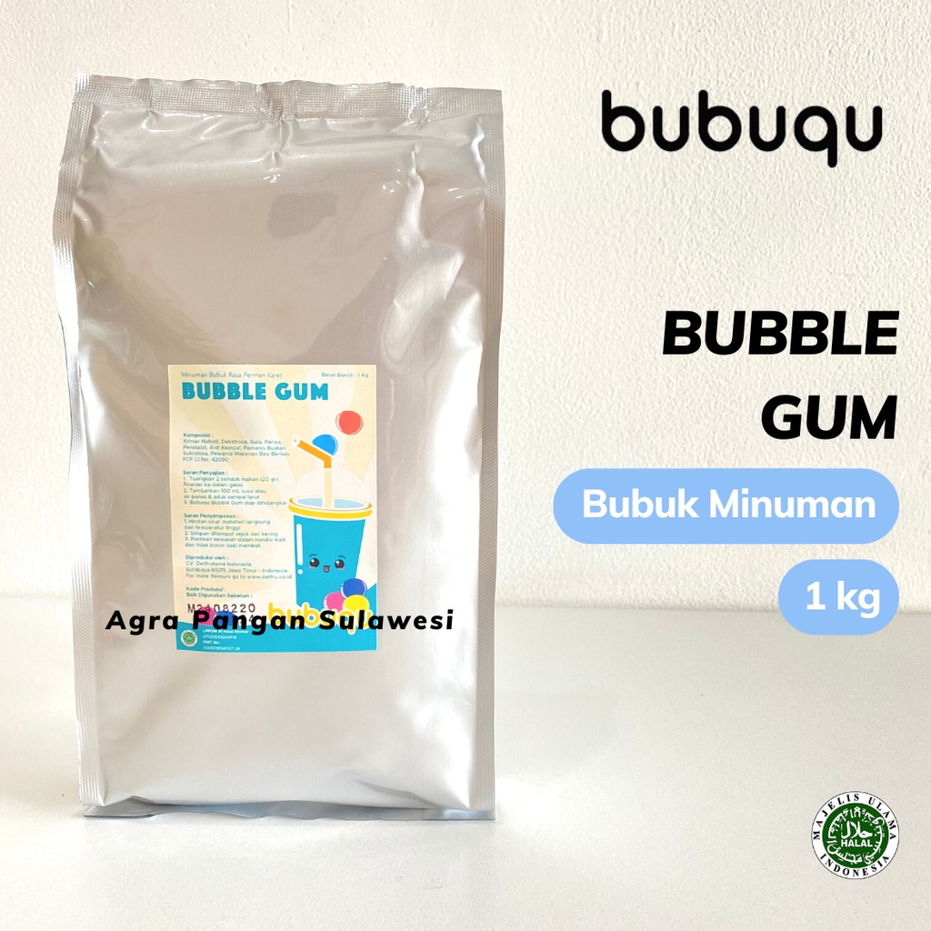 

Bubuk Minuman BUBBLE GUM 1kg Bubuqu Powder Drink Permen Karet Premix