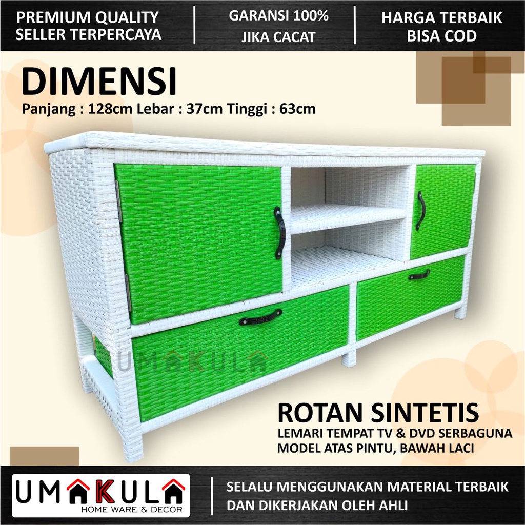 Buffet Bufet Meja TV Lemari Rak Rotan Sintetis Ruang Tamu Serbaguna Minimalis Murah Modern Terbaru