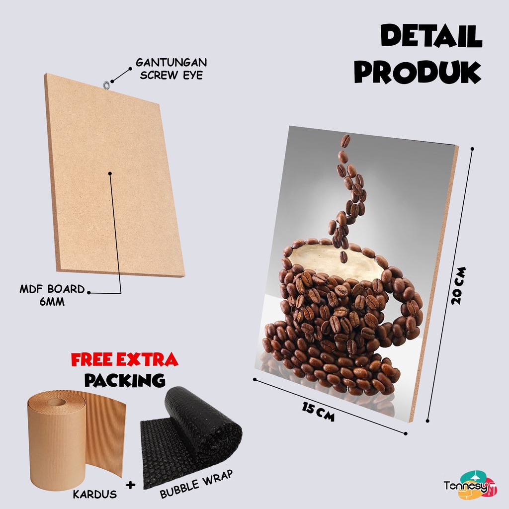 HIASAN DINDING WALL DECOR 15x20CM PAJANGAN POSTER DEKORASI KAMAR RUMAH COFFEE BEAN KOPI 2