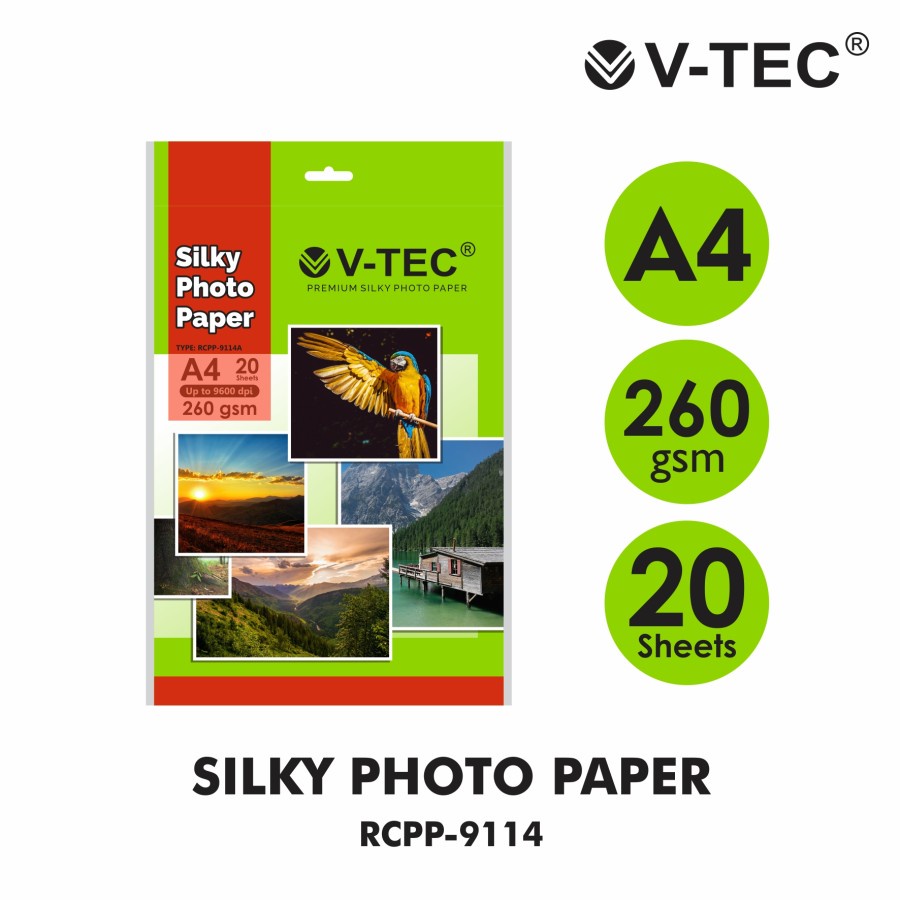 

V-TEC Silky Photo Paper / Kertas Foto Silky A4 260gsm