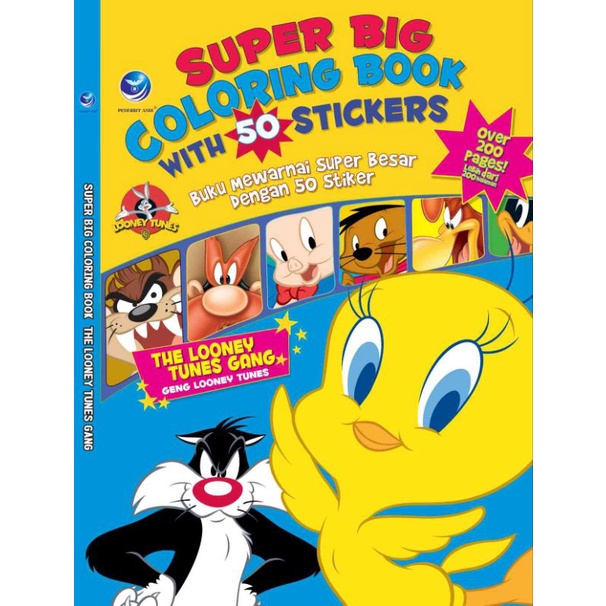 Super Big Coloring Book With 50 Stickers The Looney Gang, Buku Mewarnai Super Besar Dengan 50 Stiker