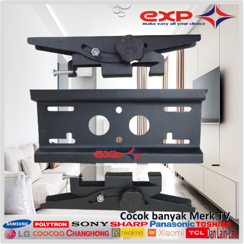 GARANSI COCOK!! Bracket TV 14&quot; s/d 43&quot; Universal  43 42 40 32 24 21 17 14 inchi Bisa nunduk ADA WATERPASS Tebal bracket braket breket briket breaket brecket bricket