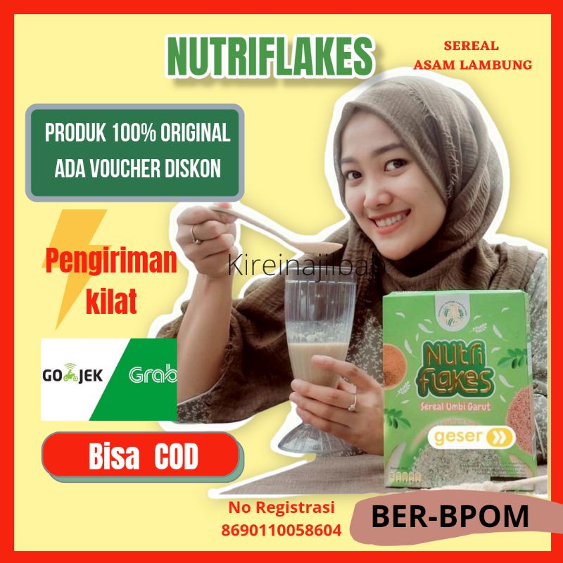 

NUTRIFLAKES SEREAL UMBI GARUT SOLUSI ASAM LAMBUNG MAAG GERD ORI 100% WITH PSYLLIUM HUSK