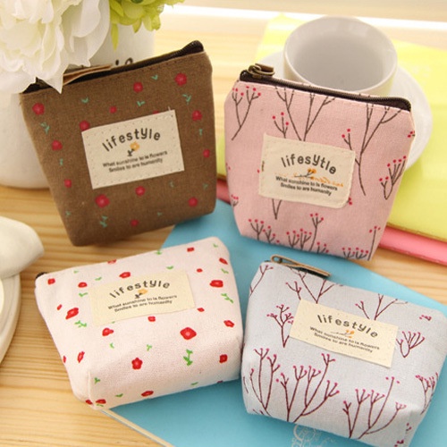 Khatin Dompet Koin Mini / Dompet Motif Bunga / Bahan Kain / Pouch Bag Esklusif / Premium Import - 536